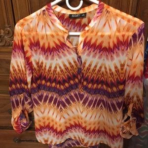 a.n.a. sheer colorful blouse